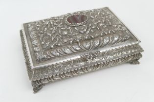 Continental 800 standard silver casket, late 19th Century, rectangular form with a domed cover inset