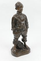 Jose Cardona (1878-1923), Haut en Bas! bronze sculpture of a boy with hands in pockets, signed,