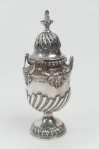 Victorian silver sugar castor, by James Barclay Hennell, London 1886, domed cover with torch finial,
