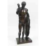 After the Antique, Grand Tour bronze figure of David, dark brown patina, height 37cm (Please note