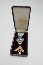 Freemasonry interest: Beddington Lodge No. 5492 9ct gold set square and enamelled silver gilt
