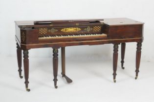 George IV mahogany square piano by Clement & Co., London, circa 1825, the top crossbanded with