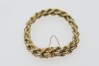 Continental 14ct gold mesh rope link bracelet, with safety chain, length 19cm, weight approx. 27g (