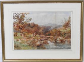 Albert Pollitt (1856-1926), 'Heading home down the valley', watercolour, signed and dated 1900, 38cm