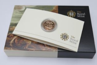 2009 United Kingdom half sovereign (Royal Mint Bullion), original box, weight 3.99g (Please note