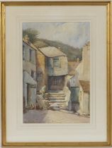 Walter Eastwood (1867-1943), Pair, Back streets of a Cornish fishing village, watercolours,