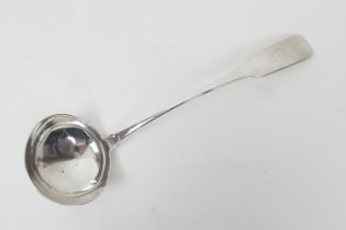 George III Irish silver oar pattern soup ladle, maker RS, Dublin 1808, further stamped 'Kelly',
