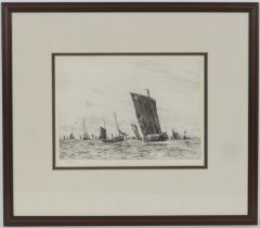 William Lionel Wyllie (1851-1931), Boulogne fishing boats, drypoint etching, signed by the artist,