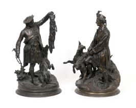 Pierre Jules Mene (French, 1810-79), 'Ecossais montrant un renard a son chien' and 'Valet de