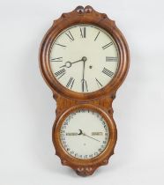 Seth Thomas walnut cased calendar clock, painted 12.5 inch dial with Roman numerals, with 8.25