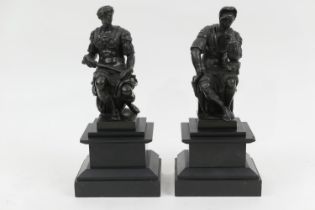After Michelangelo, Pair of bronzes 'Lorenzo and Giuliano de Medici', Grand Tour souvenirs, late