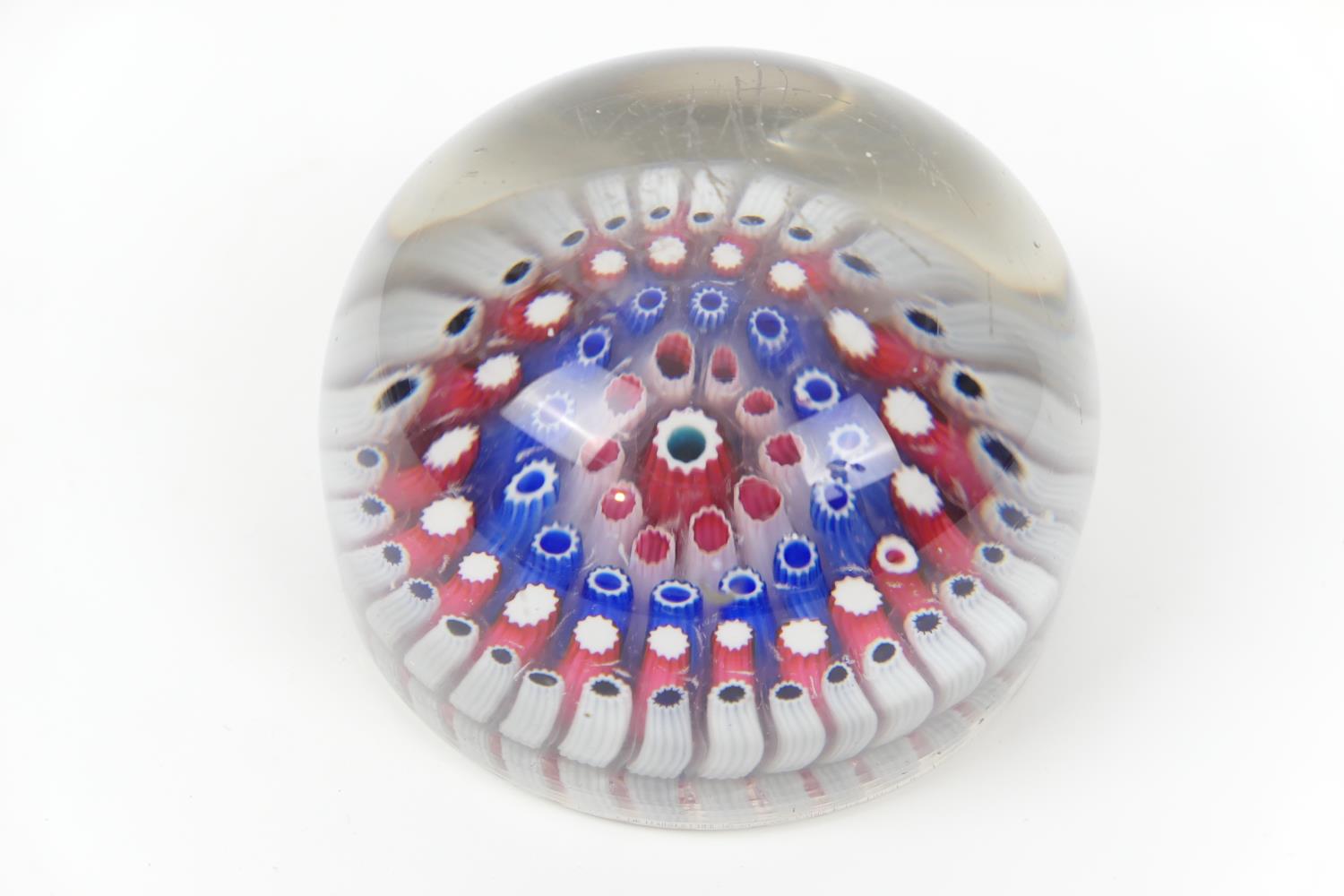 Victorian millefiori glass paperweight, circa 1850, 9.6cm diameter (Please note condition is not