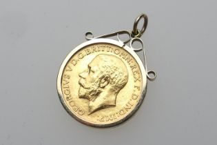 George V sovereign, 1912, in a 9ct gold pendant mount, gross weight approx. 9.5g (Please note