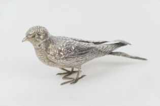 Continental sterling silver novelty pepper pot worked as a swallow, London import marks for 1913,