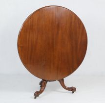 Victorian mahogany pedestal breakfast table, circa 1860, having a circular top with a moulded edge