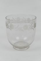 Regency engraved glass tea caddy mixing bowl, 10cm diameter (Please note condition is not noted.