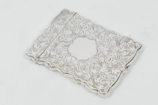 Edwardian silver calling card case, Birmingham 1901, shaped rectangular form with scrolled foliate