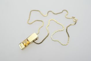 8ct gold box link necklace, with ring clasp, length 42cm, weight approx. 4.8g supporting a 14ct gold