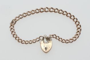 9ct gold curb link bracelet with padlock clasp, with safety chain, length 21cm, weight approx. 18.5g