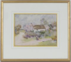 Percy Brooke (active late 19th/early 20th Century), Children before a cottage, watercolour, signed