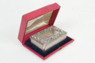 Fine early Victorian silver box by Edward Edwards, London 1843, rectangular form engine turned