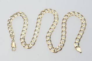 9ct gold flattened curb link necklace, with lobster claw clasp, length 45cm, weight approx. 23.6g (