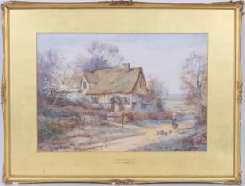 M Tennant (active late 19th Century), Bedfordshire cottage, watercolour, signed, 37cm x 53cm (Please