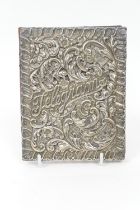 Edwardian silver faced Morocco leather telegram case, Birmingham 1901, the cover worked with