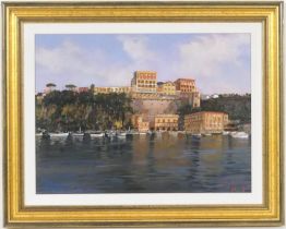 Italian School (late 20th Century), Pair, 'Sorrento' and 'Capri', indistinctly signed oils on board,