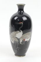 Japanese cloisonne vase, late Meiji (1868-1912), ovoid form decorated with Chinese cranes against