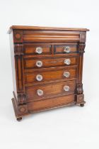 Victorian mahogany and inlaid apprentice piece chest of drawers, late 19th Century, fitted with a