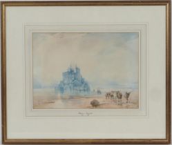 Clarkson Stanfield (1793-1867), Mont St Michel, watercolour, 28cm x 38cm (Please note condition is