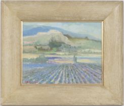 Hugh McNeil McIntyre (b.1943) 'Pays d'Aurel', oil on canvas, signed, inscribed verso, 22cm x 28cm (
