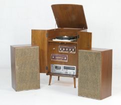 1960s walnut stereo cabinet enclosing a Garrard model 301 turntable (with replaced Linn Basik Plus
