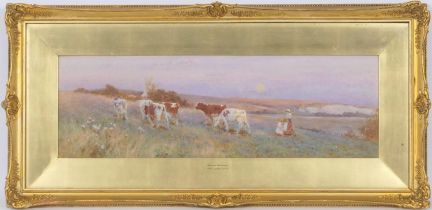 Thomas James Lloyd (1849-1910), Upland pastures, watercolour, signed and dated 1904, inscribed to