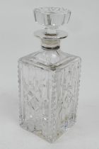 Silver mounted cut glass whisky decanter, London 1961, height 21.5cm (Please note condition is not