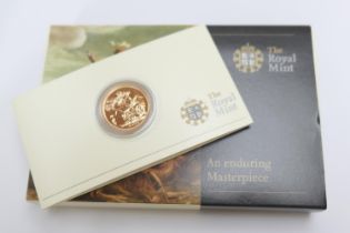 2009 United Kingdom sovereign (Royal Mint Bullion), boxed, weight 7.98g (Please note condition is
