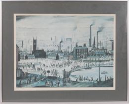 Laurence Stephen Lowry (1887-1976), An industrial town, limited edition coloured print, numbered