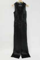 Chanel black satin jumpsuit, size 38 (Please note condition is not noted. We strongly advise viewing