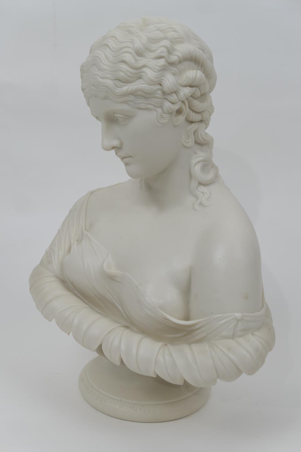 Victorian Parian bust of Clytie after C Delpech, for The Art Union of London, impressed to the