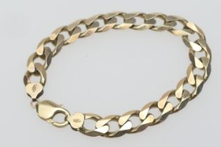 9ct gold heavy curb link gent's bracelet, lobster claw clasp, length 22cm, weight approx. 39g (