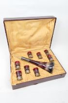 Zivi Freres (Retailers, Paris), French silver mounted ruby overlay glass liqueur set, probably early