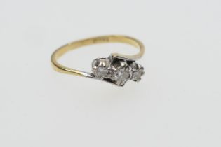 Diamond three stone ring, old round cut diamonds totalling approx. 0.5ct, in white metal claw mounts