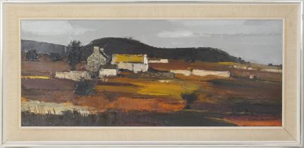 Donald McIntyre (1923-2009), 'Caernarvonshire Farm, Evening', oil on board, signed, inscribed verso,