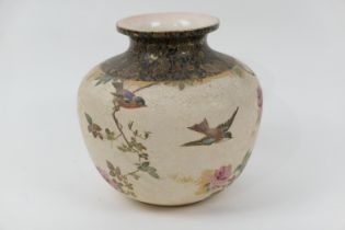 Doulton Slater's Patent stoneware vase, globular form with a short flared rim, decorated with