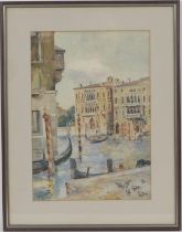 E Gignous (1850-1906), Venetian backwater, watercolour, 34cm x 24cm (Please note condition is not