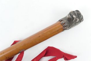 Georgian malacca cane, with a white metal lion's head terminal, 88cm (Please note condition is not