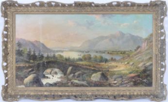 John James Wilson (1818-75), Ashness Bridge, Cumbria, oil on canvas, signed, 29cm x 54cm (Please