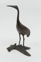 Japanese bronze stork and turtle okimono, Taisho (1912-26), height 28cm (Please note condition is