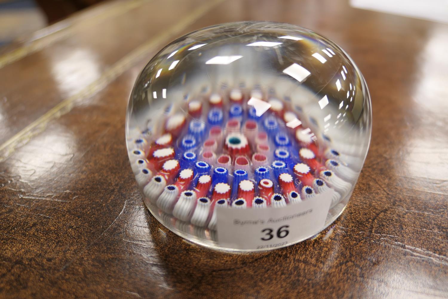 Victorian millefiori glass paperweight, circa 1850, 9.6cm diameter (Please note condition is not - Image 2 of 5